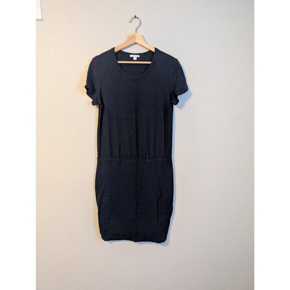 JAMES PERSE Standard Dress Midi Cotton Modal Navy Size 3 Large Minimalist‎ - Picture 1 of 7